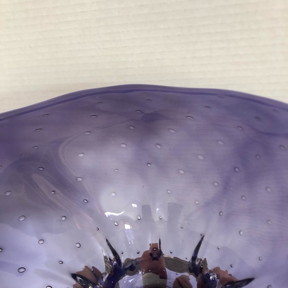 Handblown Purple Art Glass Bowl with Controlled Bubbles - Picture 15 of 16